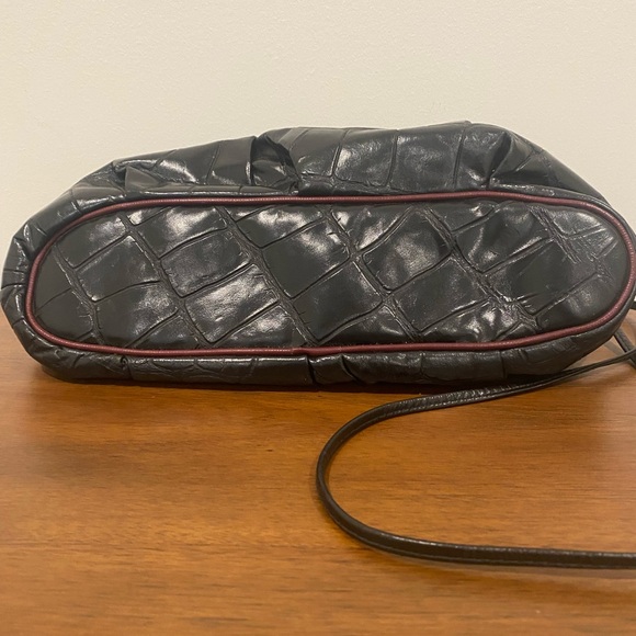 80's Black Samir🦎 Leather Reptile Patchwork Clutch Handbag🌵 - Picture 2 of 7